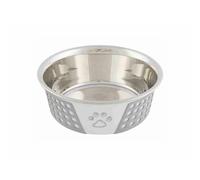 Trixie Stainless Steel Bowl with Silicone, Non-Slip, Portable, 1 Cup, White, Medium Breeds, Dog