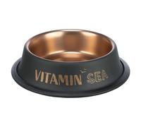 TRIXIE stainless steel dog bowl BE NORDIC 6.8 fl oz black/bronze - modern feeding bowl for small dogs ø 5.9 inches - stainless steel bowl with non-slip rubber base - 24303