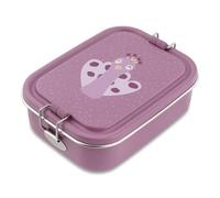 Trixie Stainless Steel Lunchbox with Silicone Buckles, in 2 Sizes, for Children Aged 3 and Over, with compartments, for School, Nursery and on the go (Mrs Peacock, Small)