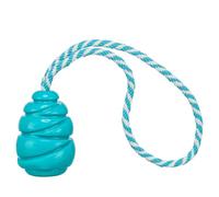 TRIXIE Super Strong Jumper with Rope Dog Chew Toy - Teal - 35 cm | Highly durable TPR that withstands power chewers, robust and easy to clean for fetching, chewing and interactive play