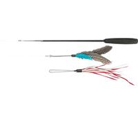 TRIXIE telescopic play rod for cats - with handle - 2 interchangeable toys - fibreglass rod - extendable from 40 to 98 cm - 45763