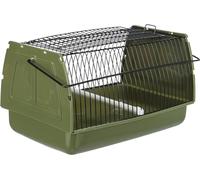 TRIXIE transport box for birds and small animals, 22 × 14 × 15 cm, 5901, green, plastic/metal, carrying handle, removable perch