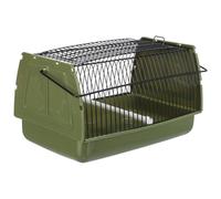 TRIXIE transport box for birds and small animals, 22 × 14 × 15 cm, 5901, green, plastic/metal, carrying handle, removable perch