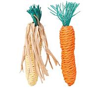 TRIXIE TX-6192 Set of Straw Toys Corn on The Cob and Carrot 15 cm