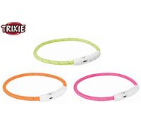 TRIXIE USB DOG CAT LIGHT UP FLASHING WINTER WALKING COLLAR RING 3 SIZES 3 COLOUR