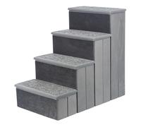 TRIXIE Velour 4-Step Pet Stairs with Storage, Collapsible, Storage Compartments for Pet Toys