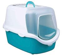 Trixie Vico Easy Clean Cat Litter Tray with Dome, 40 x 40 x 56 cm, Turquoise/White