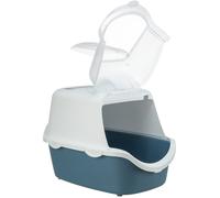 TRIXIE Vico Open Top with bonnet and cat flap, 40 x 40 x 56 cm, blue/white, activated charcoal filter, easy cleaning, incl. scoop and holder