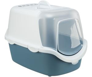 Trixie Vico Easy Clean Double Rim Hooded Cat Litter Tray Blue With Scoop