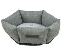 TRIXIE Viviana 37546 Round Dog Bed Diameter 50 cm in Blue/Grey - Round Cuddly Bed with Soft Velvet Cover, Dog Basket for Small Dogs, Firmly Integrated Cushion, Non-Slip Base - Soft and Washable