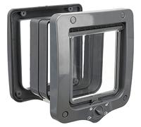 TRIXIE waterproof and quiet cat flap ‘4-way free-range door with tunnel’ - Overall dimensions: 20 × 22 cm - Flap size: 14 × 15.5 cm - Grey - 44232