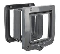 TRIXIE waterproof and quiet cat flap ?4-way free-range door with tunnel? - Overall dimensions: 20 ? 22 cm - Flap size: 14 ? 15.5 cm - Grey - 44232