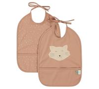 Trixie Waterproof Baby Bibs with Pocket Mr. Fox - Set of 2 - Adjustable Feeding Bibs for Babies & Toddlers - 100% Recycled Polyester - Easy Clean, Lightweight, Mess-Free - 3 m+