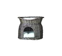 Trixie Wicker Cat Cave With Bed On Top And Cushions, 54 x 43 x 37 Cm, Grey - - trixie wicker basket sun roof pillow grey cats new mit und item 2873