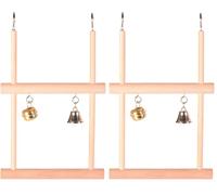 Trixie Wood Swinging Trapeze with Two Bells, Brown, 0.1KG, 12 x 20 cm (Pack of 2)