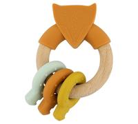 Trixie Wooden & Silicone Activity Ring - Mr. Fox | Sensory Baby Toy | Safe Teether & Rattle | Developmental Toy for Babies