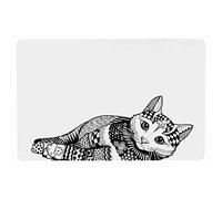 Zentangle Place Mat, 44 × 28 Cm, White/black - Trixie Cats Bowl Mat New - trixie cats bowl mat zentangle new