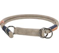 TRIXIE Zug-Stopp BE NORDIC Leather Dog Collar, S, Grey, Comfortable Dog Collar for Small Dogs with Pull Limit, Robust & Elegant, 17110