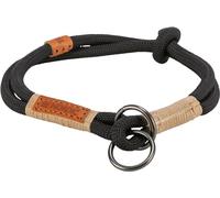 TRIXIE Zug-Stopp BE Nordic S-M Dog Collar Black/Sand - Comfortable Dog Collar for Small and Medium Dogs with Pull Limitation - Robust & Elegant - 17265