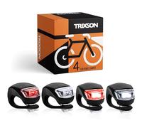 TRIXSON Bike Lights, Set of Front and Back | 4-Pack LED Bicycle Headlight Set Will Help Keep You Safe When Riding at Night | Long-Lasting Bike Headlight and Tail Light Are Super Easy to Install