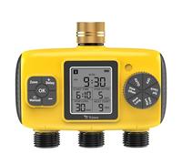 TRJZWA 3 Zone Water Timer for Garden,SprinklerTimer with LCD Display/3 Independent Zone,Manual Irrigation System Programmable&Automatic with Brass Inlet,Rain Delay,IPX5 Waterproof for Yard,Lawn