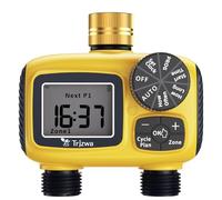 TRJZWA Dual Port Water Timer with LCD Display, 2025 Newest with Three Independent Watering Programs per Port, Hose Timer with Rain Delay/Child Lock/Manual Watering for Lawn and Garden