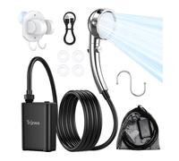 TRJZWA Portable Outdoor Shower, 2600mAh Battery Powered Camping Shower, Rechargeable Shower Pump with Adjustable Shower Head for Outdoor Shower Camp,Hiking Beach,Travel,Car Washing,Pet Bath,Garden