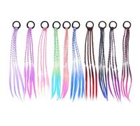 TRKETK 10 Pcs Colored Braids Hair Extension with Rubber Bands Braided Ponytail Extensions Gradient Colorful Hair Braids For Woman Crazy Hair Day Accessories For Cosplay Dress Up Daily Use