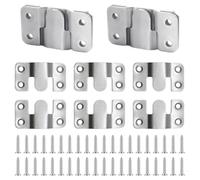 TRKETK 10 Pcs Flush Mount Brackets, Heavy Duty Stainless Steel Flush Mount Bracket Furniture Connector Wall Mount Interlocking Z Clip Hook Interlocking Hooks for Pictures Mirrors Frames (Silver)
