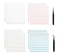 TRKETK 10 Pcs Stick on Pearls Self Adhesive Back Stick on Flat Back Pearls Sticker with Pick Up Tweezer Classic Style for Face Beauty Nail Art Crafting Assorted Size Round Bead Decoration