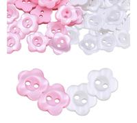 TRKETK 100 Pcs 2 Hole Flower Resin Button, Buttons for Baby Cardigans Pearlescent Sewing Button Baby Resin Button 12.5 mm Flower Button for Handmade Sewing Knitting Dolls Crafting Decor (White + Pink)