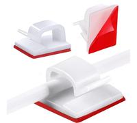 TRKETK 100 Pcs Cable Clips, Self Adhesive Cable Clip Outdoor Hooks for Lights Cable Wire Management Holder Mini Hooks for Car Office Home Desk Wall Christmas Hanging Decorations Fairy Light (White)