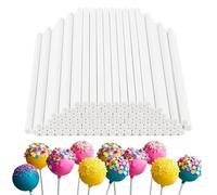 TRKETK 100 Pcs Cake Pop Sticks, Lollipop Making Tools 4 Inch Reusable Cake Pop Sticks Lolly Pop Sticks Paper Rods White Safety Craft Sticks Cake Topper Sticks for Candies Cookies and Dessert