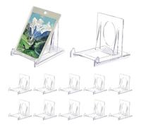TRKETK 12 Pcs Acrylic Display Stand, Mini Clear Adjustable Displays Holders Adjustable Premium Trading Card Holders Small Easel Stand Multifunctional Card for Photos Plates Cards Phones