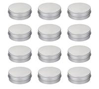 TRKETK 12 Pcs Aluminium Tin Jars, Silver Round Cosmetic Jars with Screw Lids, 30 ml Capacity, Travel & DIY Cosmetics