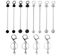 TRKETK 12 Pcs Beadable Keychain Bars Set Generic Keyring Making Kit Blank Beaded Keychain for DIY Making Accessories Metal Detachable Beadable for DIY Craft Projects Pendant Charms