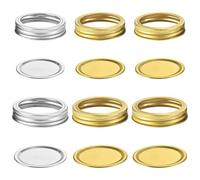 TRKETK 12 Pcs Canning Lids Jar Seals Tinplate Split-Type Jar Seals Replacement Canning Leak Proof 70mm and 86mm Regular Mouth Fits Storage Cover Replacement Food Container Sealing Cover (2 Colors)