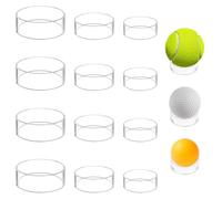 TRKETK 12 Pcs Clear Sphere Acrylic Display Stand Crystal Sphere Stand Holder Round Baseball Display 3 Sizes Plastic Sphere Holder for Baseball Tennis Ball Golf Balls Eggs Spheres Marbles Crafts