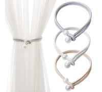 TRKETK 12 Pcs Curtain Tie Backs Rope, Adjustable Tie Backs with Pearl Curtain Rope Buckle Cord Holders Modern Simple Style Holdbacks Polyester Hand-Woven Drapery Holdbacks for Home Decor Office Hotel