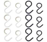 TRKETK 12 Pcs Flexible Neck Plastic S Hooks Practical Tools Silent Rustproof Small and Large Hanging Clothes for Hanging Kitchen Utensils Cups Plants Tableware Hats Towels (2 Colors)