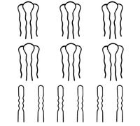 TRKETK 12 Pcs Metal Hair Fork Clips Side Combs Vintage French Twist Comb Messy Updo Bun Hairpin U-Shape Hairpin Styling Tool Accessories for Women Girls All Hair Types (Black)