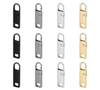 TRKETK 12 Pcs Zip Pull Spare Zipper Pull Removable Metal Zipper Pull Tabs Replacement Zipper Pull Zipper Pulls Replacement Repair Kit for Luggage Clothing Suitcase Purses Zipper(4 Colors)