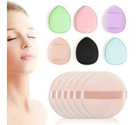 TRKETK 12 Pieces Cosmetic Powder Puff, 6 Pcs Finger Powder Puff and 6 Pcs 2.36 inch/6 cm Soft Round Powder Puffs Wet Dry Makeup Tool Setting Powder Puff Face Foundation Facial Makeup Blending Puff