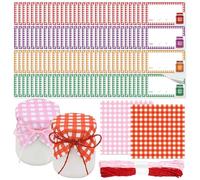 TRKETK 128 Pcs Jam Jar Doilies Paper Set with Labels, Self Adhesive Vintage Labels Jam Jar Decoration Kit Waterproof Canning Accessories for Gift Wedding Party Crafts Baking DIY (Pink, Red)