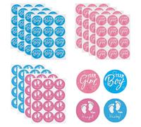 TRKETK 144 Pcs Gender Reveal Stickers, Team Boy & Team Girl Labels Stickers Baby Shower Stickers Labels with Glitter Silver Letter Blue and Pink Round Tags Baby Reveal Game Voting Stickers