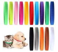 TRKETK 15 Pieces Puppy ID Collars, Adjustable Identification Collar Assorted Colors Identification ID Bands Soft Velvet Stretchy Straps for Newborn Puppies Kittens Small Pets