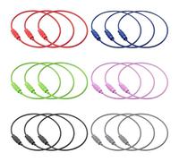 TRKETK 18 Pcs Large Keyring Hoop 15cm Colorful Wire Ring Loop Holder Metals Steel Wire Keychain Coated Key Ring Lanyard for Hanging Keyrings Luggage Tags ID Tags Keepers (6 Colors)