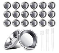 TRKETK 18 Pcs Round Palette, Makeup Mixing Palette Metal Palette Paint Mixing Palette Stainless Steel Paint Tray with 6 Droppers Oil Paint Palette for Watercolour Oil Water Paint Model Painting