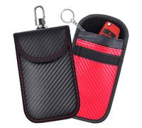 TRKETK 2 Pack Faraday Pouch Car Keys Signal Blocker Case RFID Blocking Car Security Protection Pouch with Hook Key-Ring