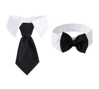 TRKETK 2 Pcs Dog and Cat Cute Tuxedo Bowtie Adjustable Bow Tie Pets Black Neck Tie Stylish Bows for Clothes for Cat and Dog Puppy Party Tux Small Medium Large Pets Wedding Formal Suit Costume